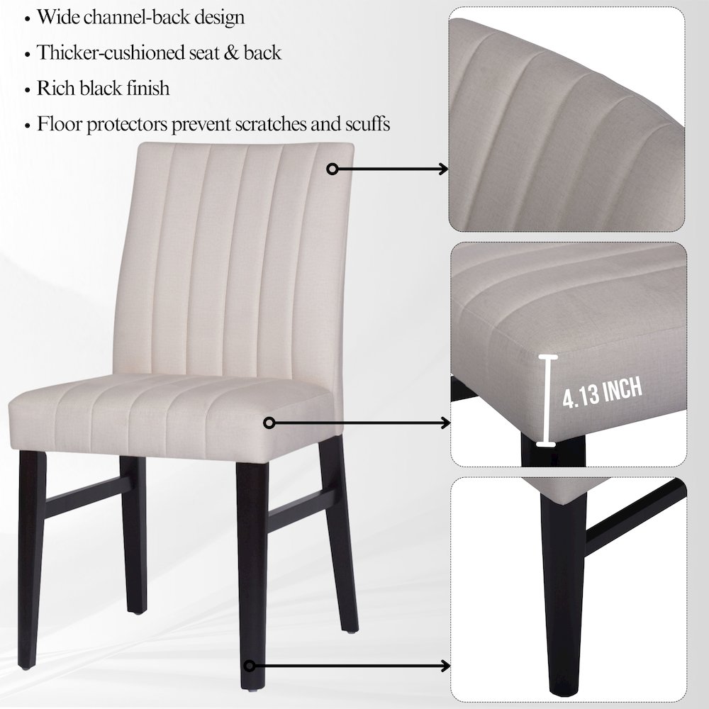 Butler 5-Piece Round Dining Set, Pedestal Dining Table with 4 Side Chairs, Tan. Picture 7