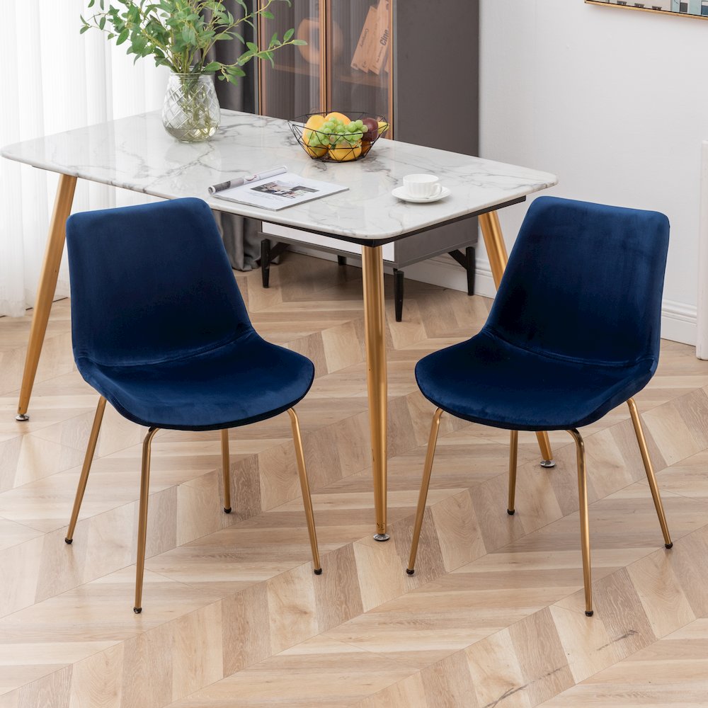 Aufurr Modern Velvet Dining Chair, Set of 2, Blue. Picture 2