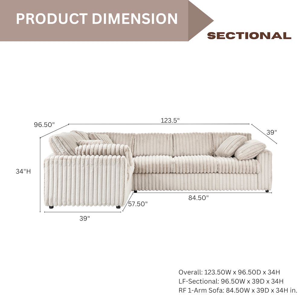 Belvoir 2-PC Living Room Set, L-shape Sectional and Accent Ottoman. Picture 10