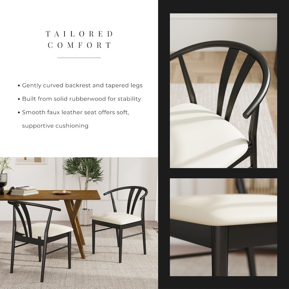 5-Piece Dining Set, Walnut Finished Dining Table with 4 Black Wishbone Chairs. Picture 10
