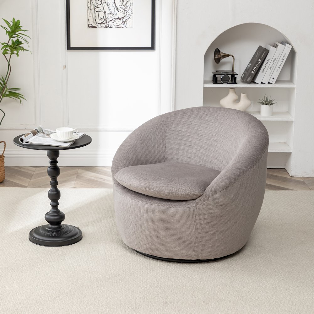Winnie Modern Barrel Chair, 360° Swivel. Picture 2