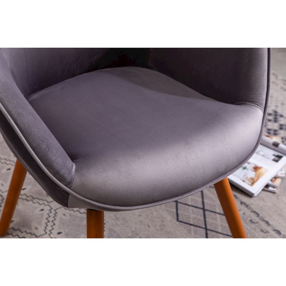 Doarnin Contemporary Silky Velvet Tufted Button Back Accent Chair, Gray. Picture 9