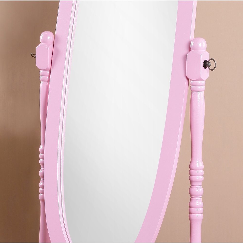 Audi Traditional Queen Anna Style Wood Floor Cheval Mirror, Pink Finish. Picture 3