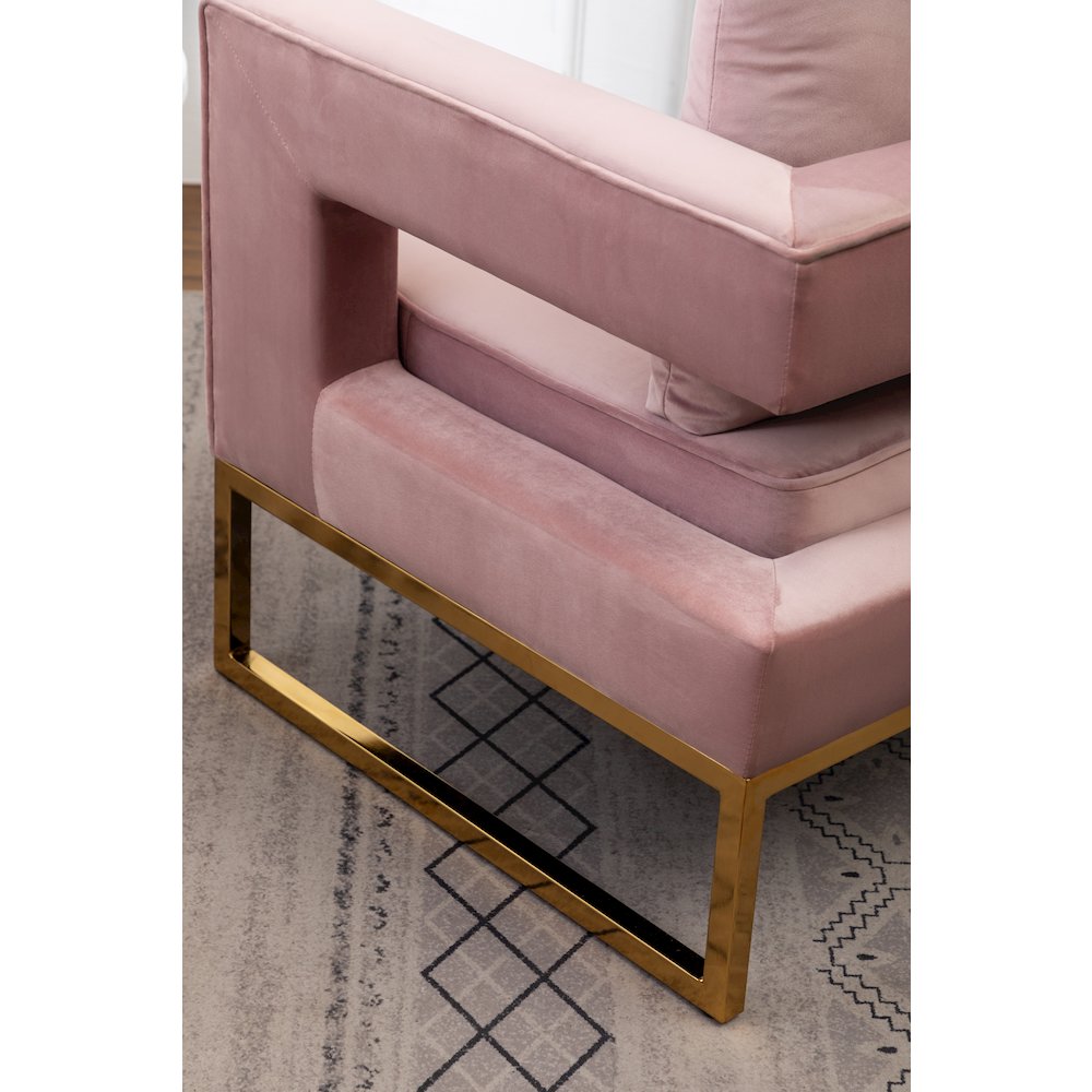 Lenola Contemporary Upholstered Accent Arm Chair, Pink. Picture 6