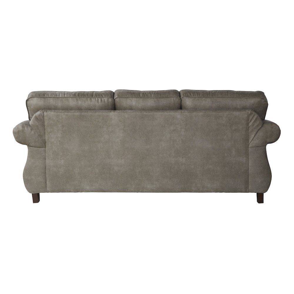Leinster Faux Leather Upholstered Nailhead Sofa and Loveseat Set in Stone Gray. Picture 4