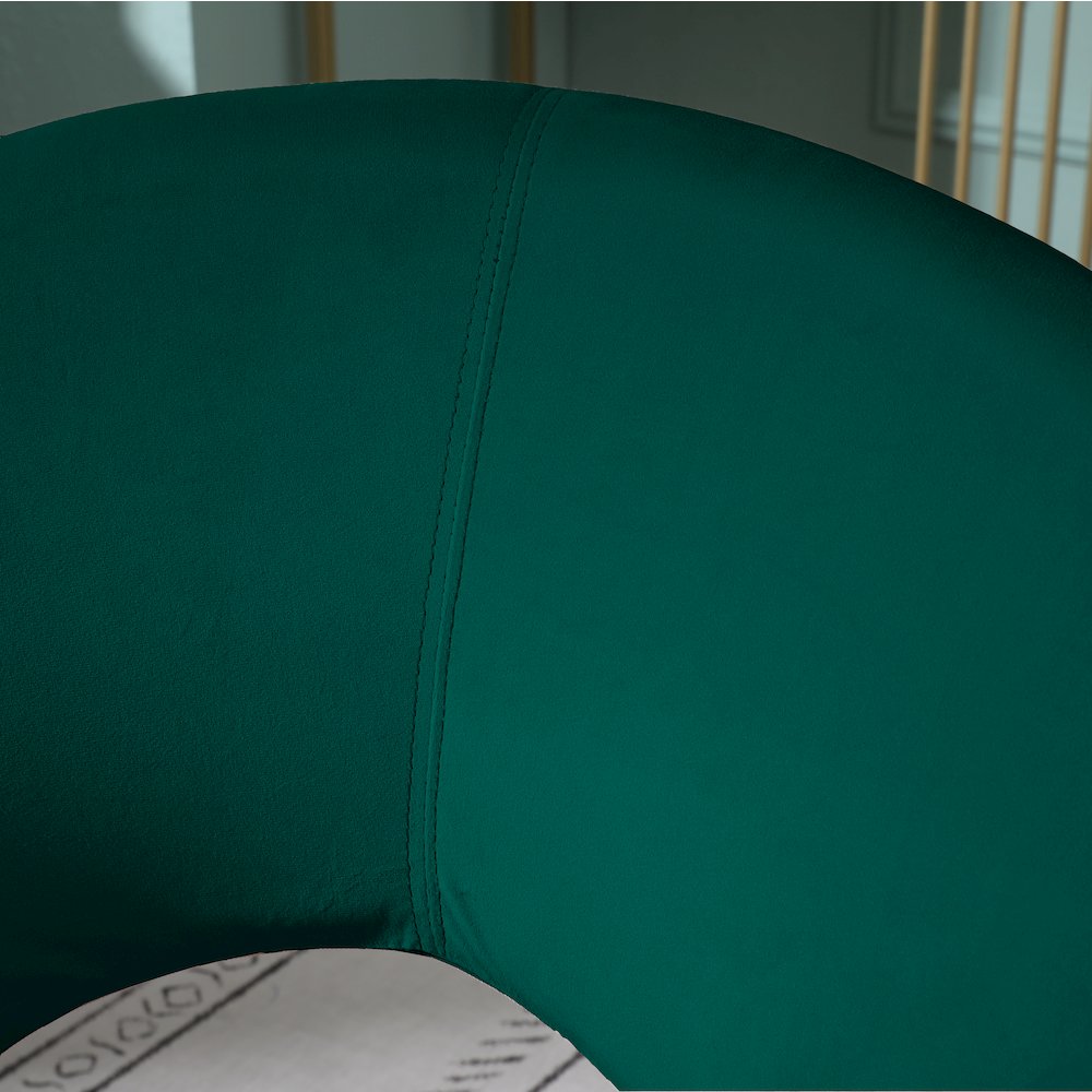 Slatina Green Silky Velvet Upholstered Accent Chair with Gold Tone Finished Base. Picture 5