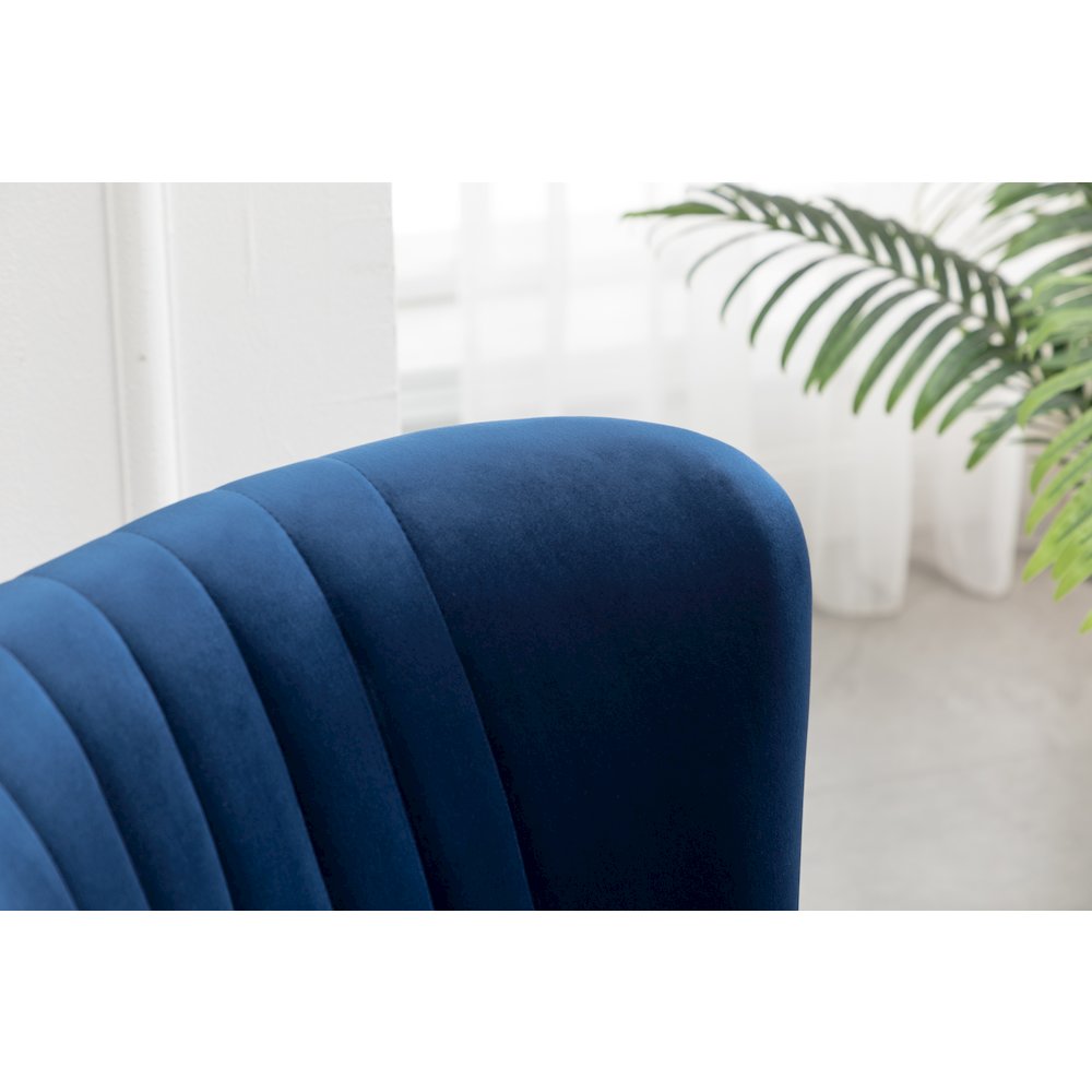 Elon Contemporary Velvet Upholstered Accent Chair, Blue. Picture 14