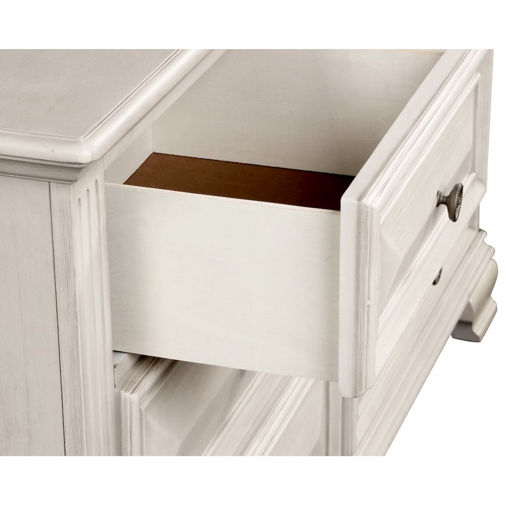 Renova 3-Piece Distressed Parchment Bedroom Set, King Bed with 2 Nightstands. Picture 11