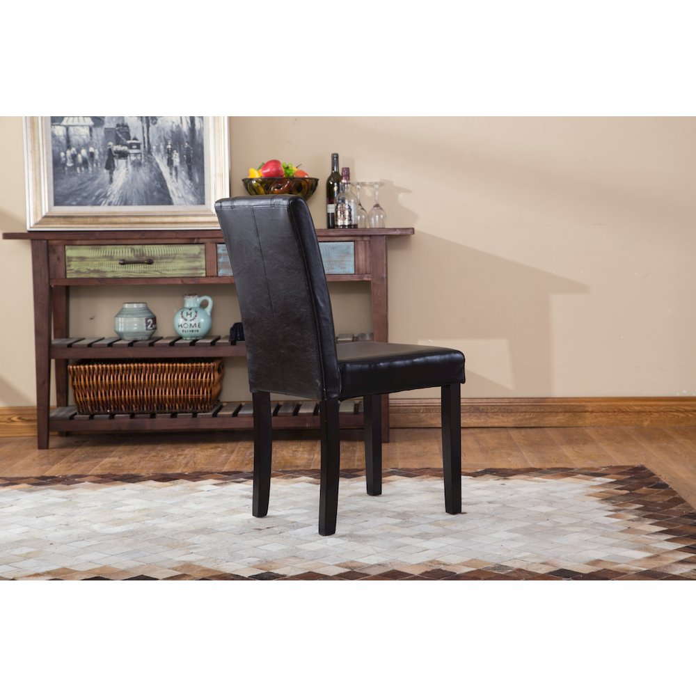 Urban Style Solid Wood Leatherette Padded Parson Chair, Black, Set of 2. Picture 7