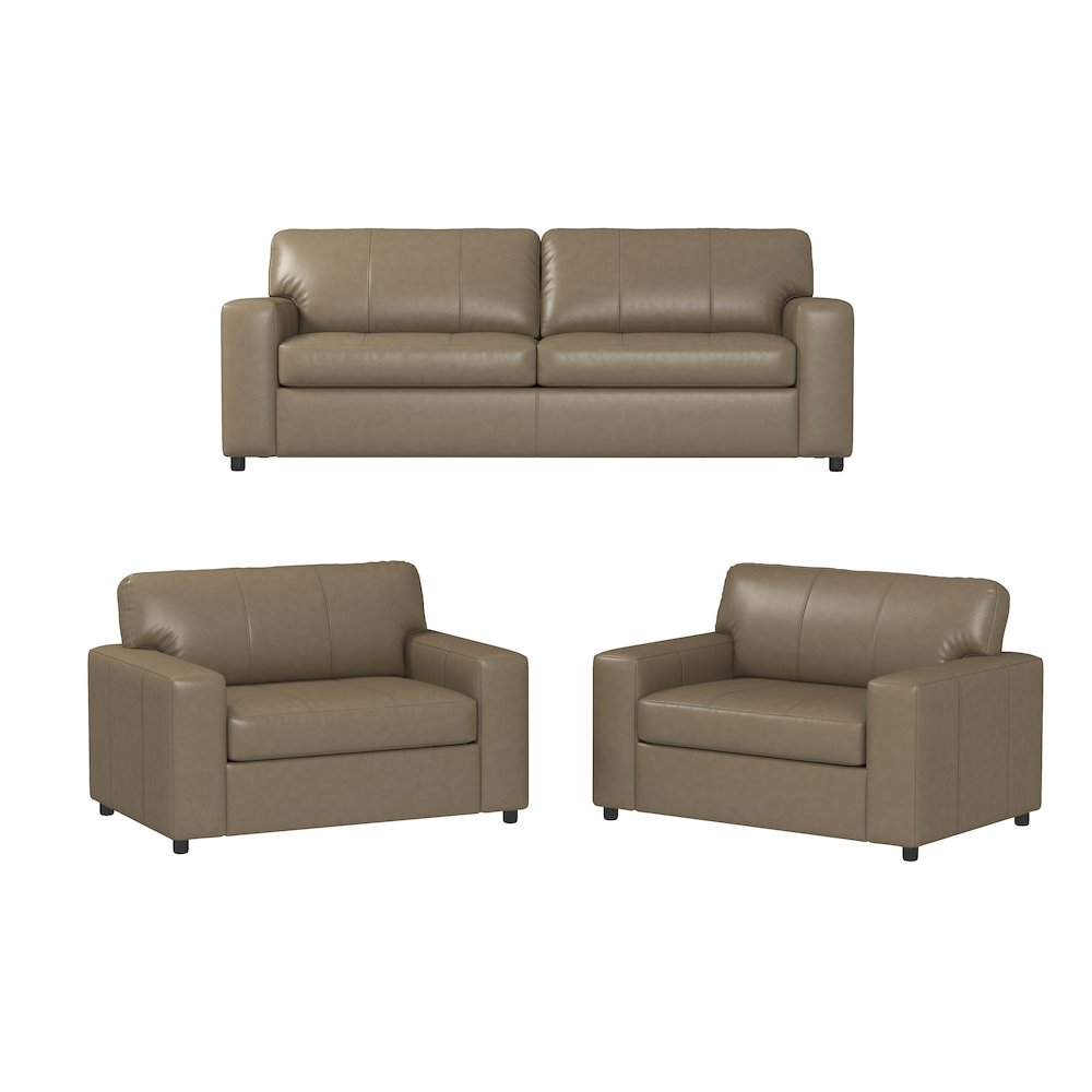 Sakan Leather Upholstered 3-Piece Living Room Set, Sofa and 2 Cutler Chairs. Picture 14