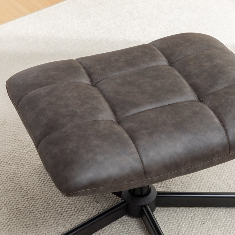 Arlena 2-Piece Seating Set, Faux Leather Tufted Accent Chair and Ottoman, Brown. Picture 12