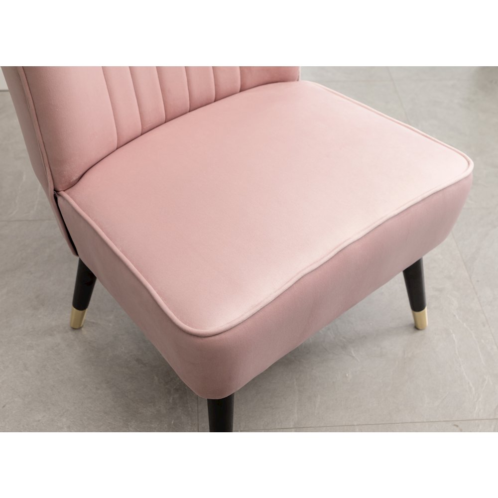 Elon Contemporary Velvet Upholstered Accent Chair, Pink. Picture 9