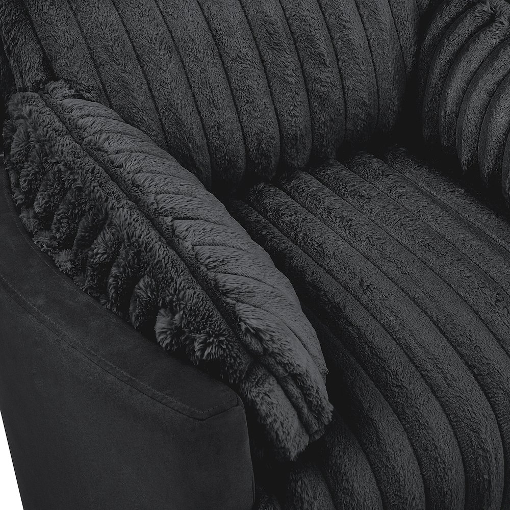 Bocaton Wide Wale Corduroy Upholstery Manual Recliner, Black. Picture 10