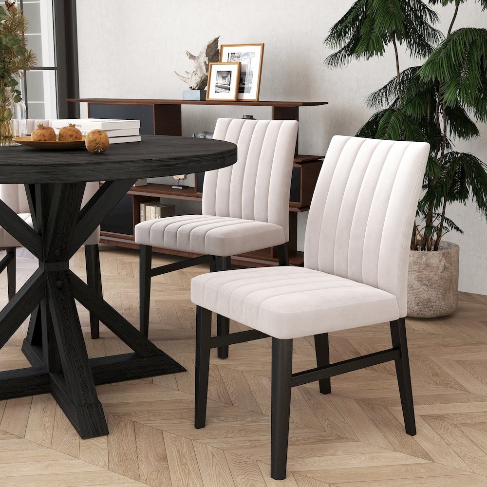 Walton 5-Piece Round Cross-Buck Table with 4 Side Chairs. Picture 3