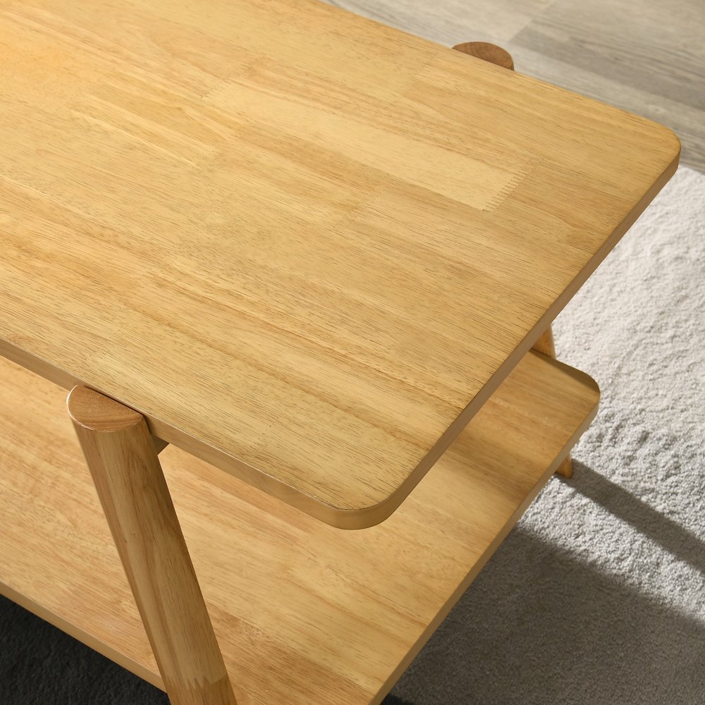 3-Piece Coffee Table Set, Coffee Table and Two End Tables, Natural Oak Finish. Picture 9