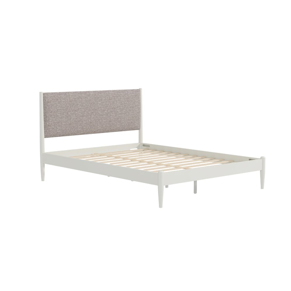 Feeney Rubberwood Platform Bed, Cream White, Queen. Picture 9