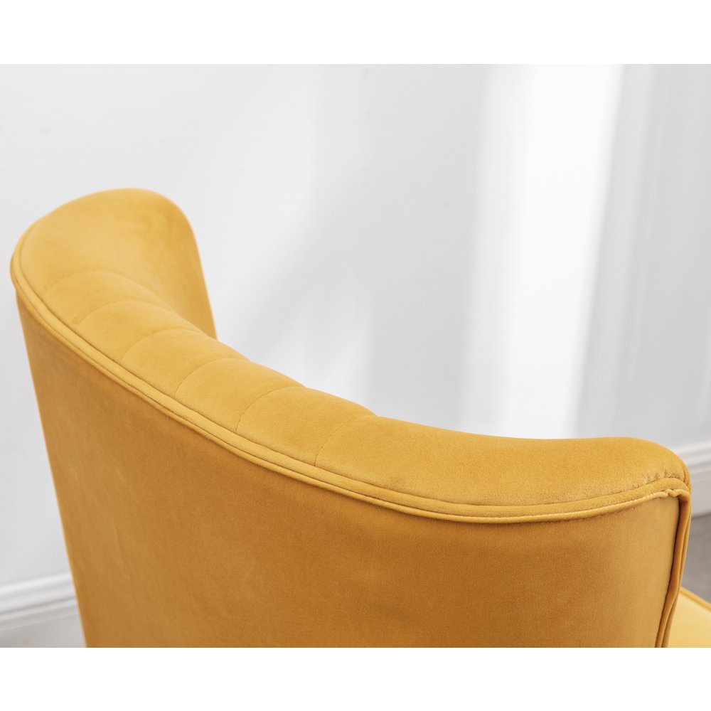 Elon Contemporary Velvet Upholstered Accent Chair, Gold. Picture 14