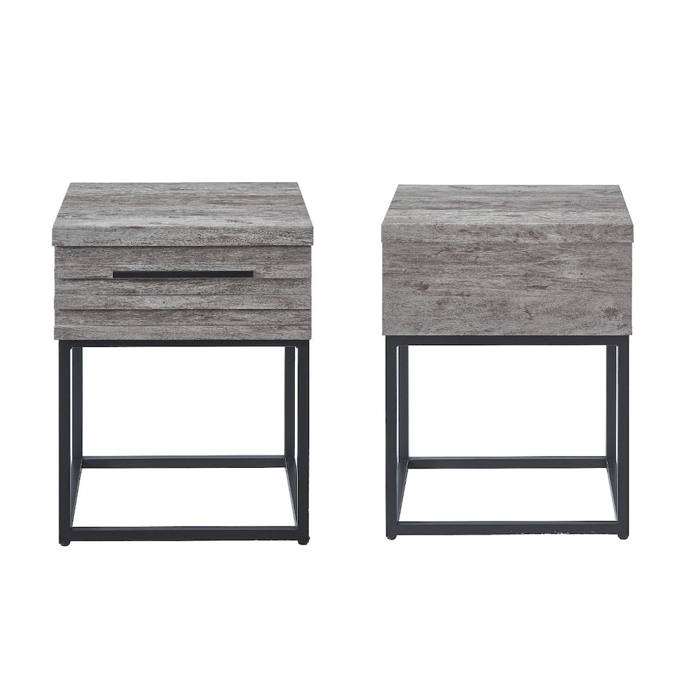 3-Piece Upholstered Bedroom Set, Tufted Wingback Bed, 2Gray Nightstands, Queen. Picture 7