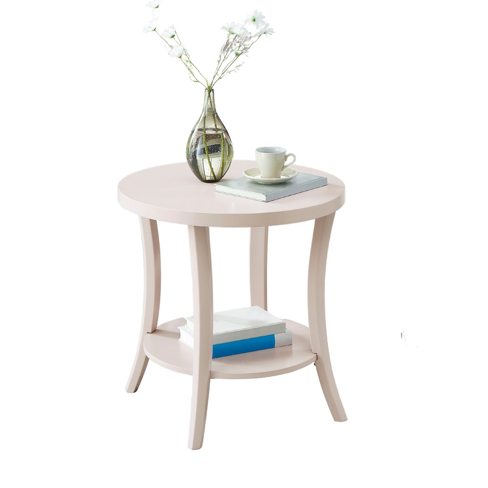 Perth Round End Table with Shelf, Pink. Picture 1