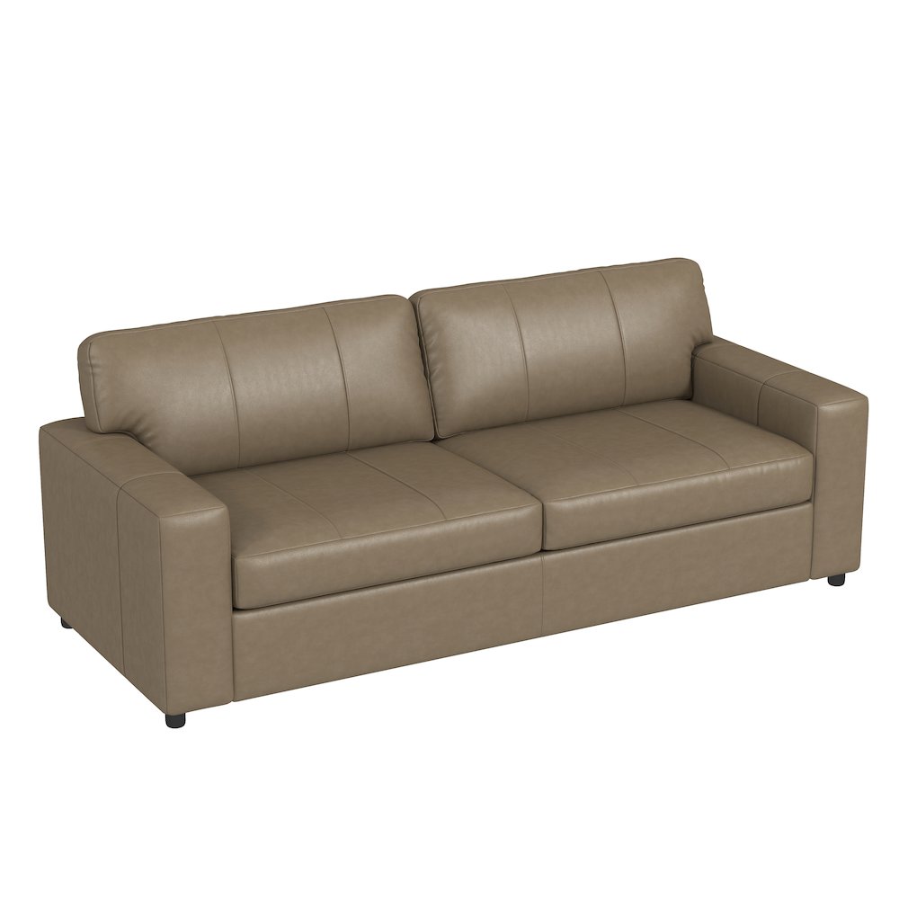 Sakan Leather Upholstered Sofa, Beige. Picture 10
