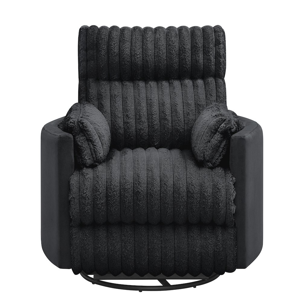 Bocaton Wide Wale Corduroy Upholstery Manual Recliner, Black. Picture 6