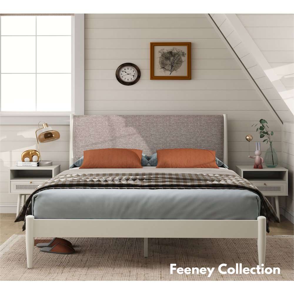 Feeney Dual-tier Storage Nightstand, Side Table, Cream White. Picture 6