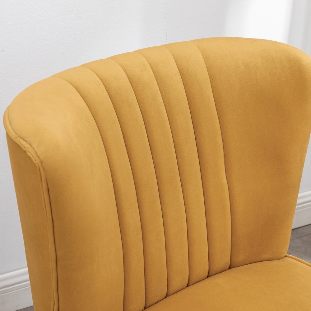 Elon Contemporary Velvet Upholstered Accent Chair, Gold. Picture 8