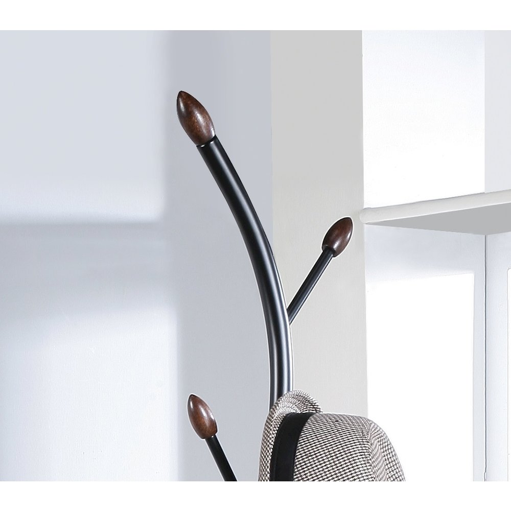 Arles Metal Black and Walnut Standing Coat Rack. Picture 3