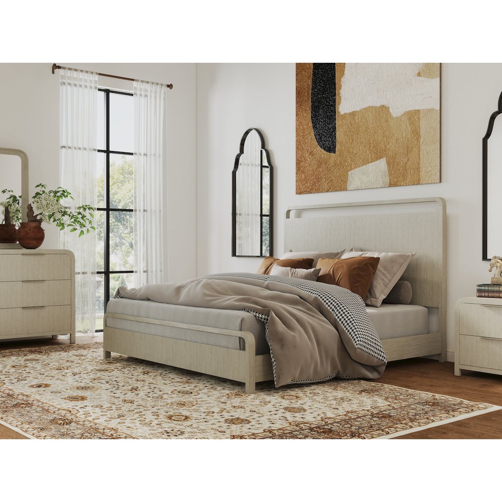 Tavari Wood Panel Bed, Light Gray Finish, King. Picture 3