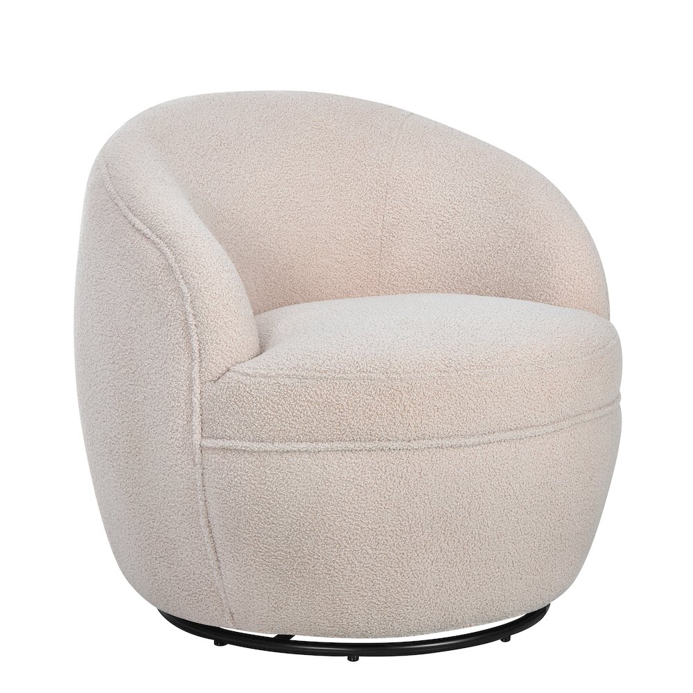 Galleria 360 Swivel Teddy Sherpa Barrel Chair, Beige. Picture 1