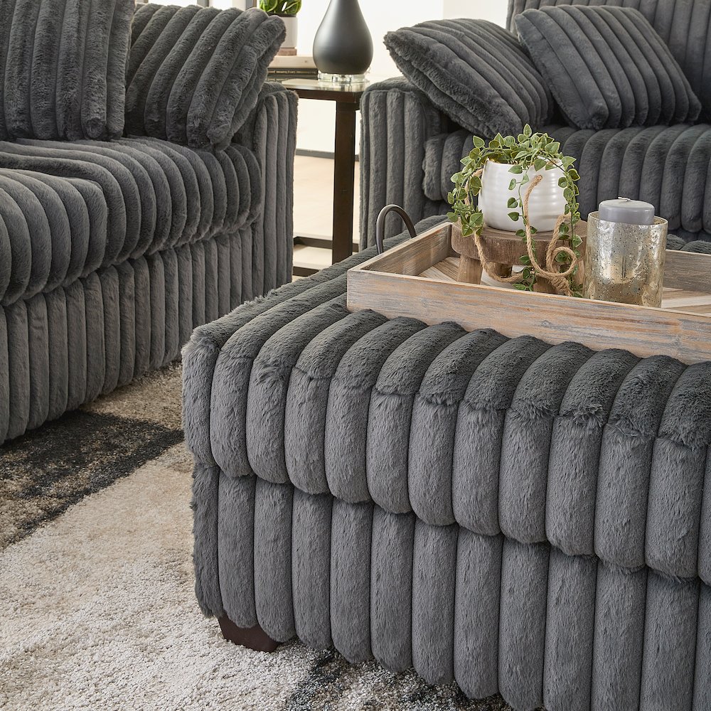 Belvoir Accent Cocktail Ottoman, Charcoal. Picture 3