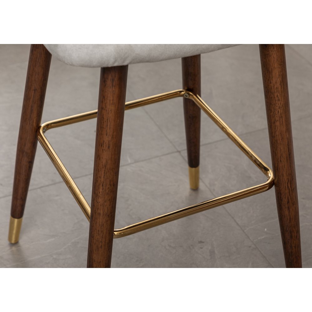Nevis Modern Faux Leather Tufted Nailhead Trim Barstool Set of 2, Off-White. Picture 9
