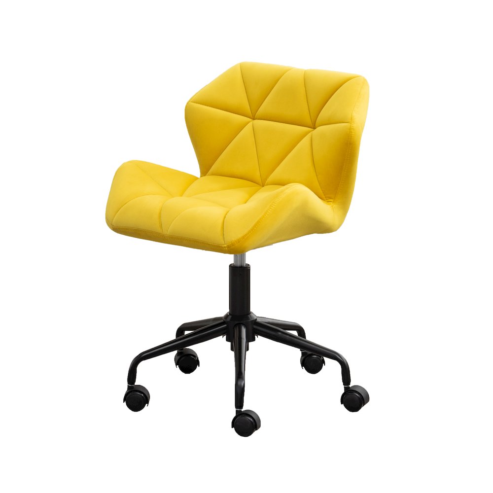 Eldon Diamond Tufted Adjustable Swivel Office Chair, Yellow. Picture 1