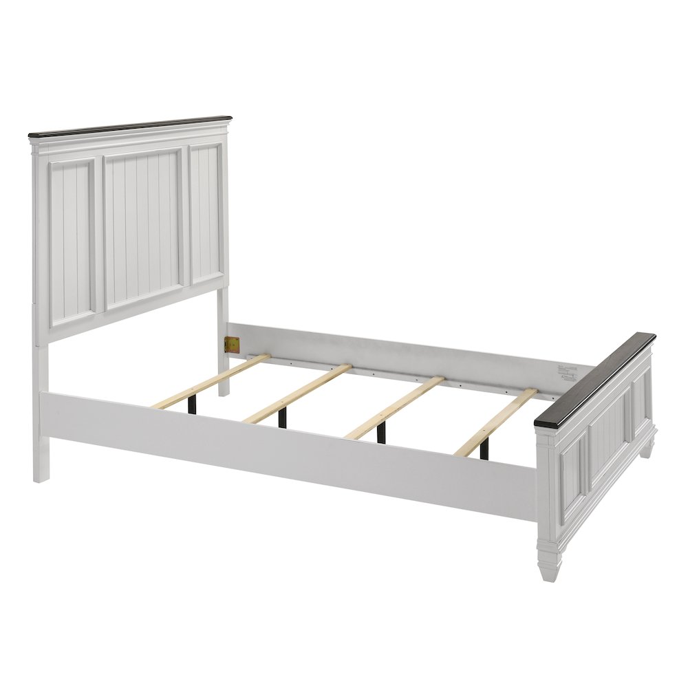 Clelane Shiplap Wood Panel Bed, Queen, Weathered White and Gray. Picture 5