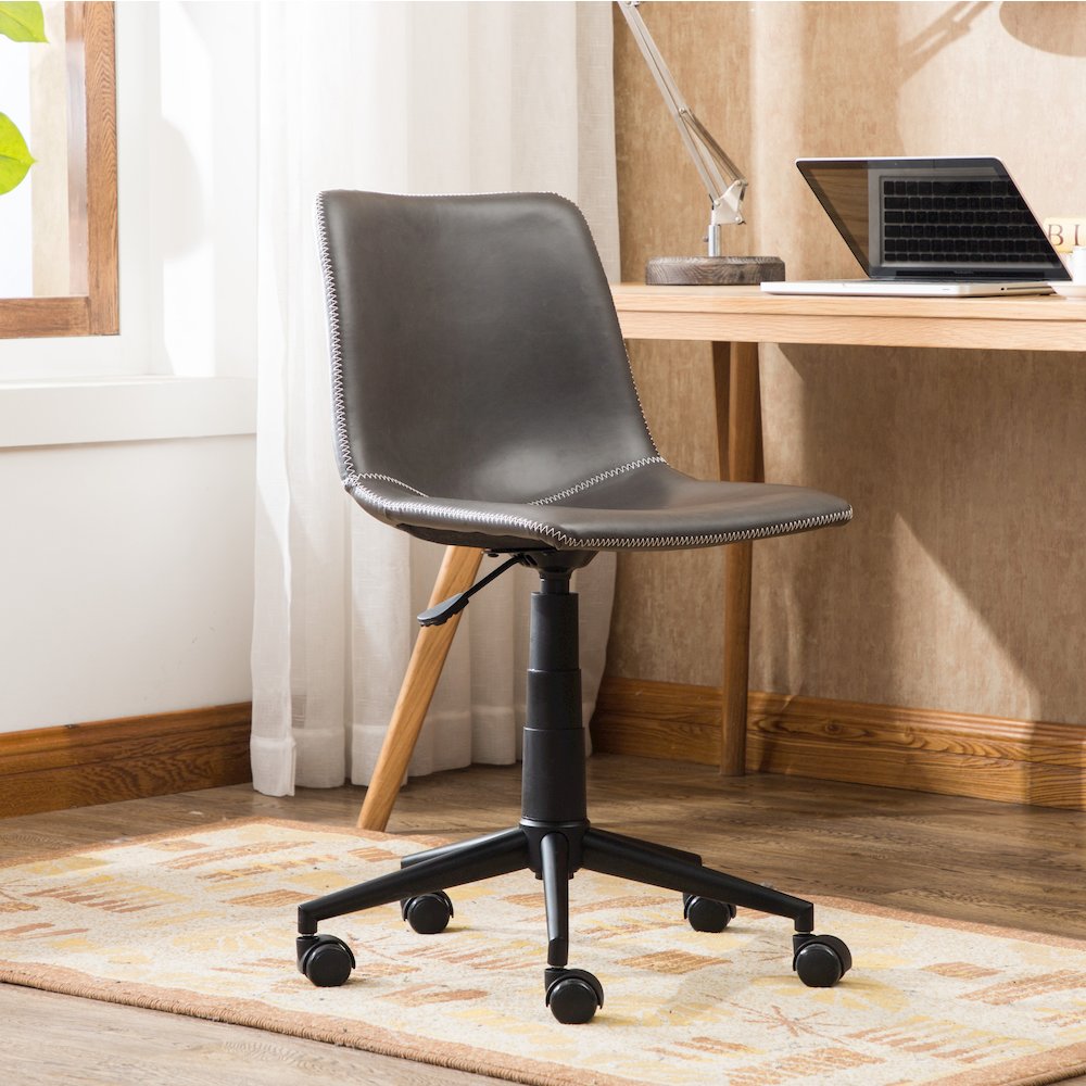 Cesena Faux Leather 360 Swivel Air Lift Office Chair, Antique Gray. Picture 4