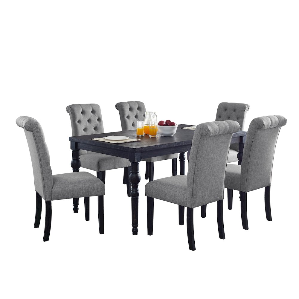 Leviton Urban Style Dining Set: Table and 6 Chairs, Gray. Picture 1
