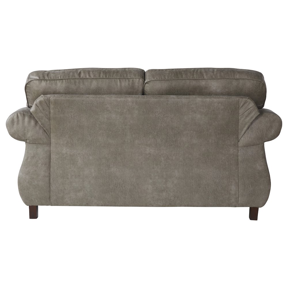 Leinster Faux Leather Upholstered Nailhead Sofa and Loveseat Set in Stone Gray. Picture 6