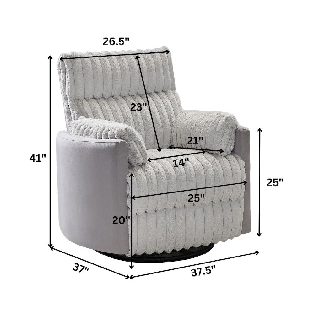 Bocaton Wide Wale Corduroy Upholstery Manual Recliner. Picture 13