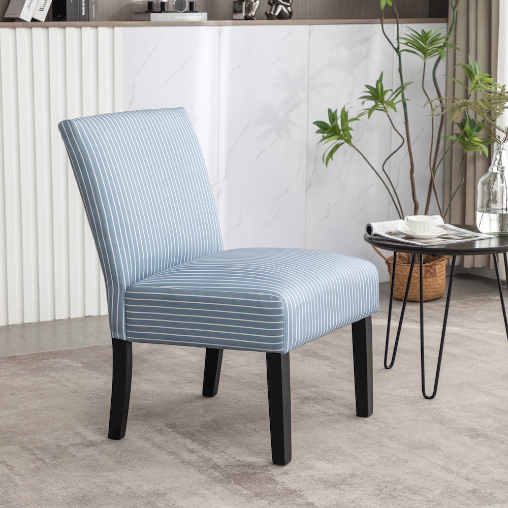 Botticelli Blue Stripe Upholstered Slipper Accent Chair. Picture 3