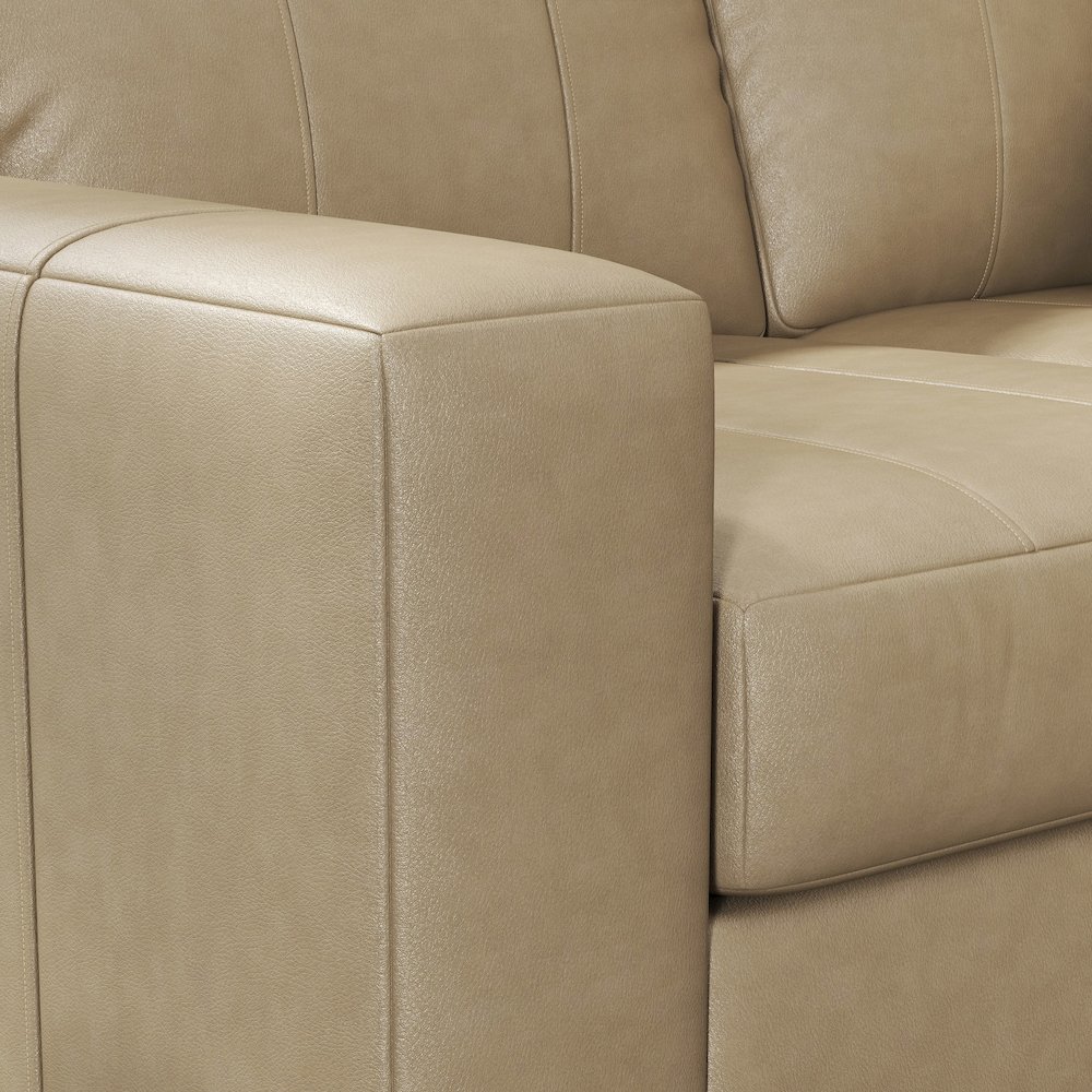 Sakan Leather Upholstered Sofa, Beige. Picture 8
