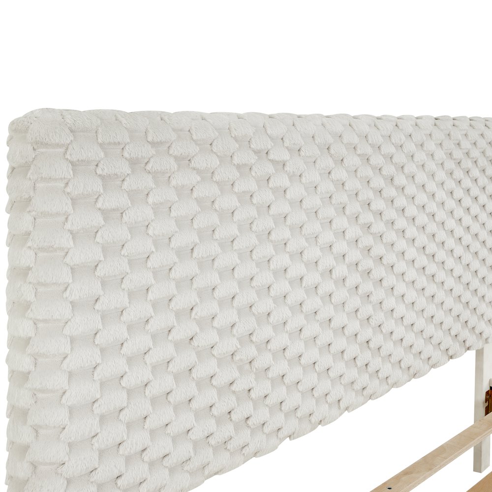 Findlay Plush 3D Upholstered Platform Bed in White Dove, Twin. Picture 7