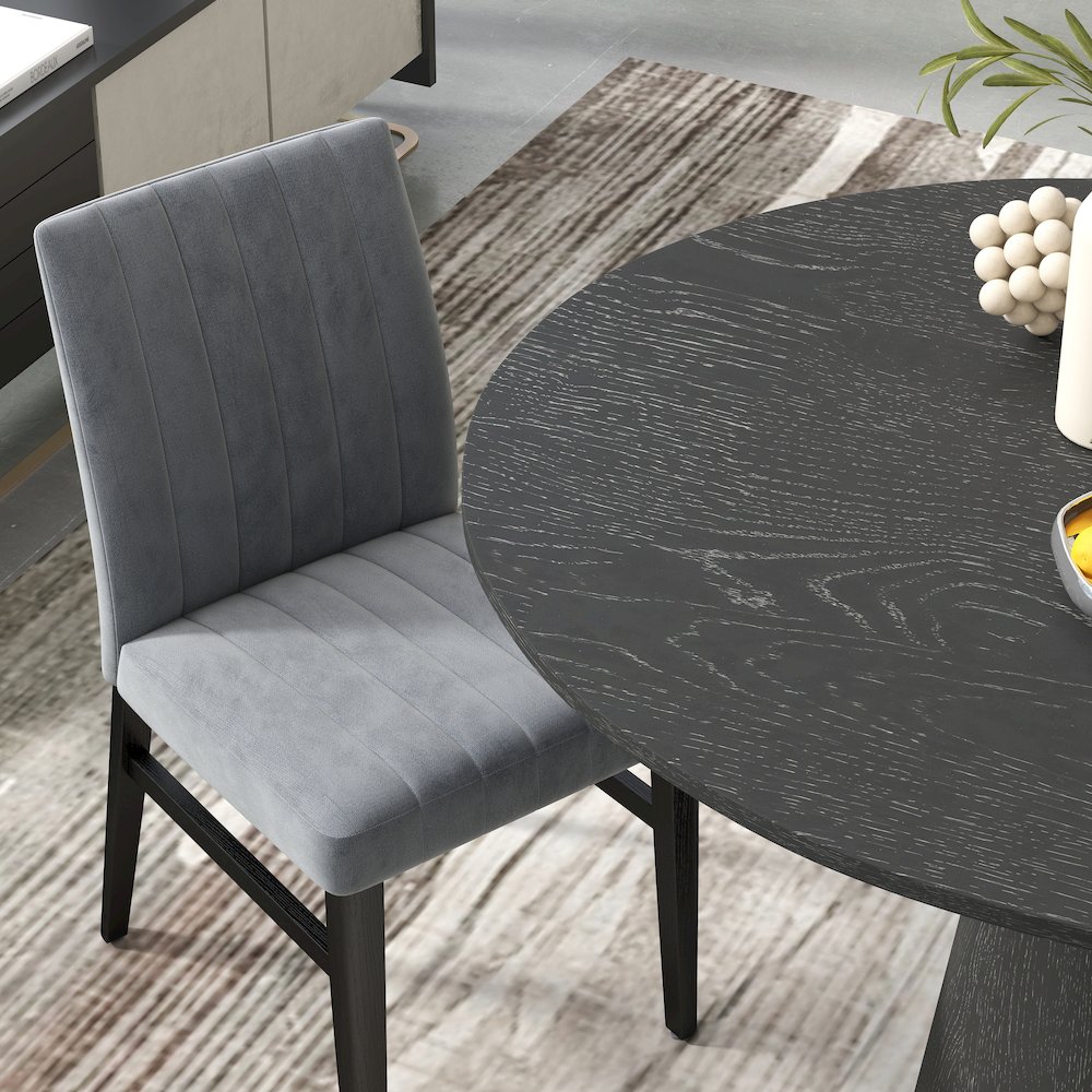 Butler 5-Piece Round Dining Set, Pedestal Dining Table with 4 Side Chairs, Gray. Picture 11