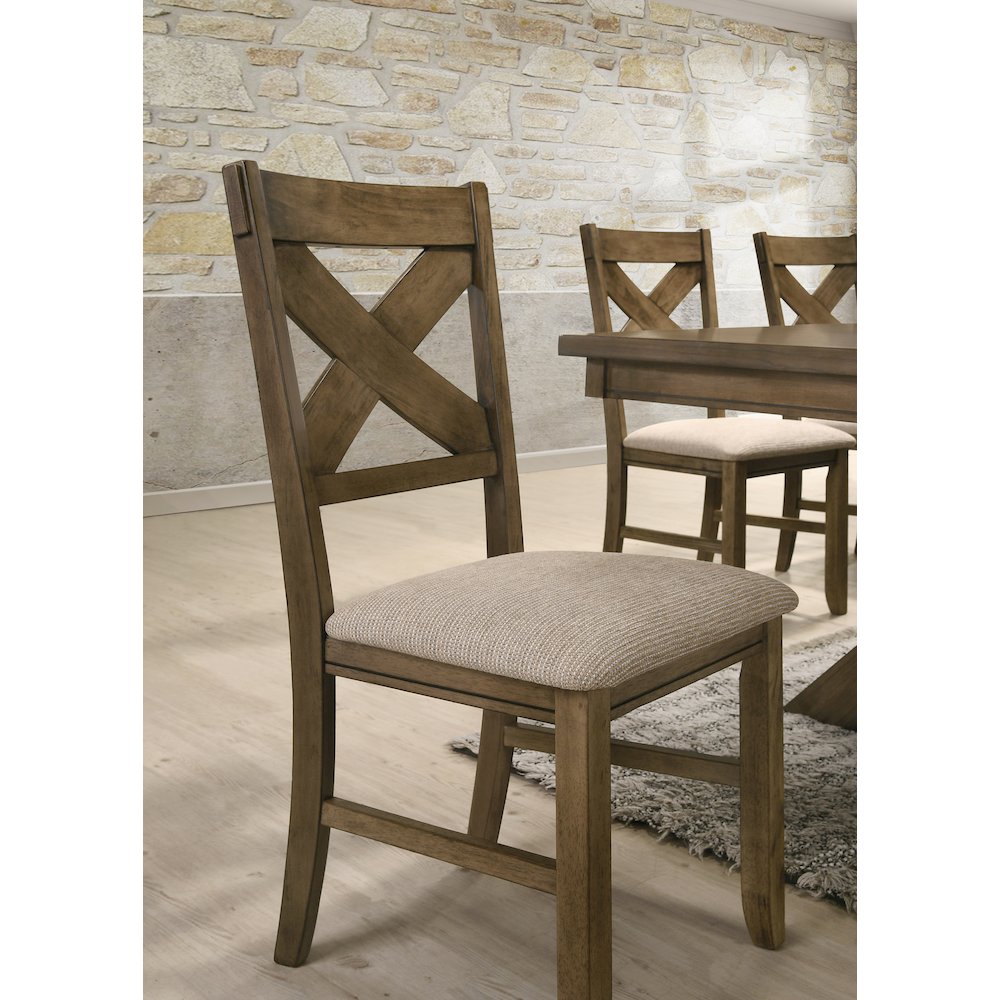 Raven Wood Fabric Upholstered Dining Chair Set of 2. Picture 3