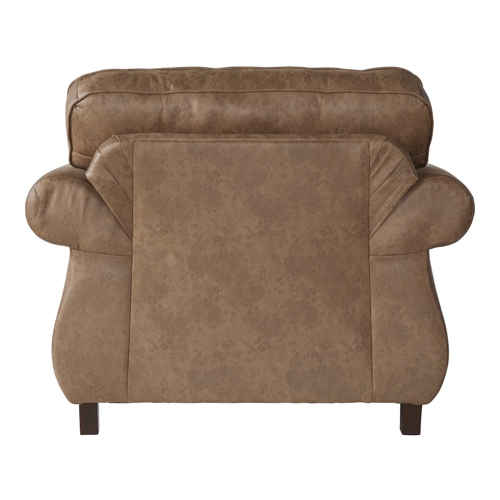 Leinster Faux Leather Armchair with Antique Bronze Nailheads in Jetson Ginger. Picture 3