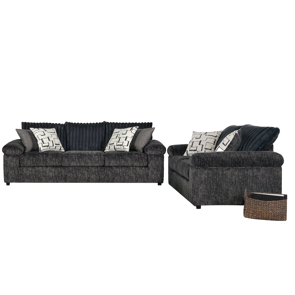 Nason Wide Wale Corduroy Sofa and Loveseat Set, Charcoal. Picture 1