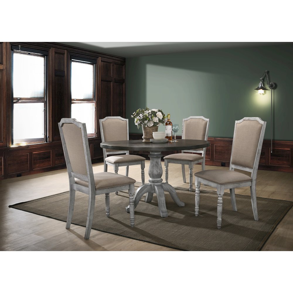 Iris Round Pedestal Wood Dining Table. Picture 6