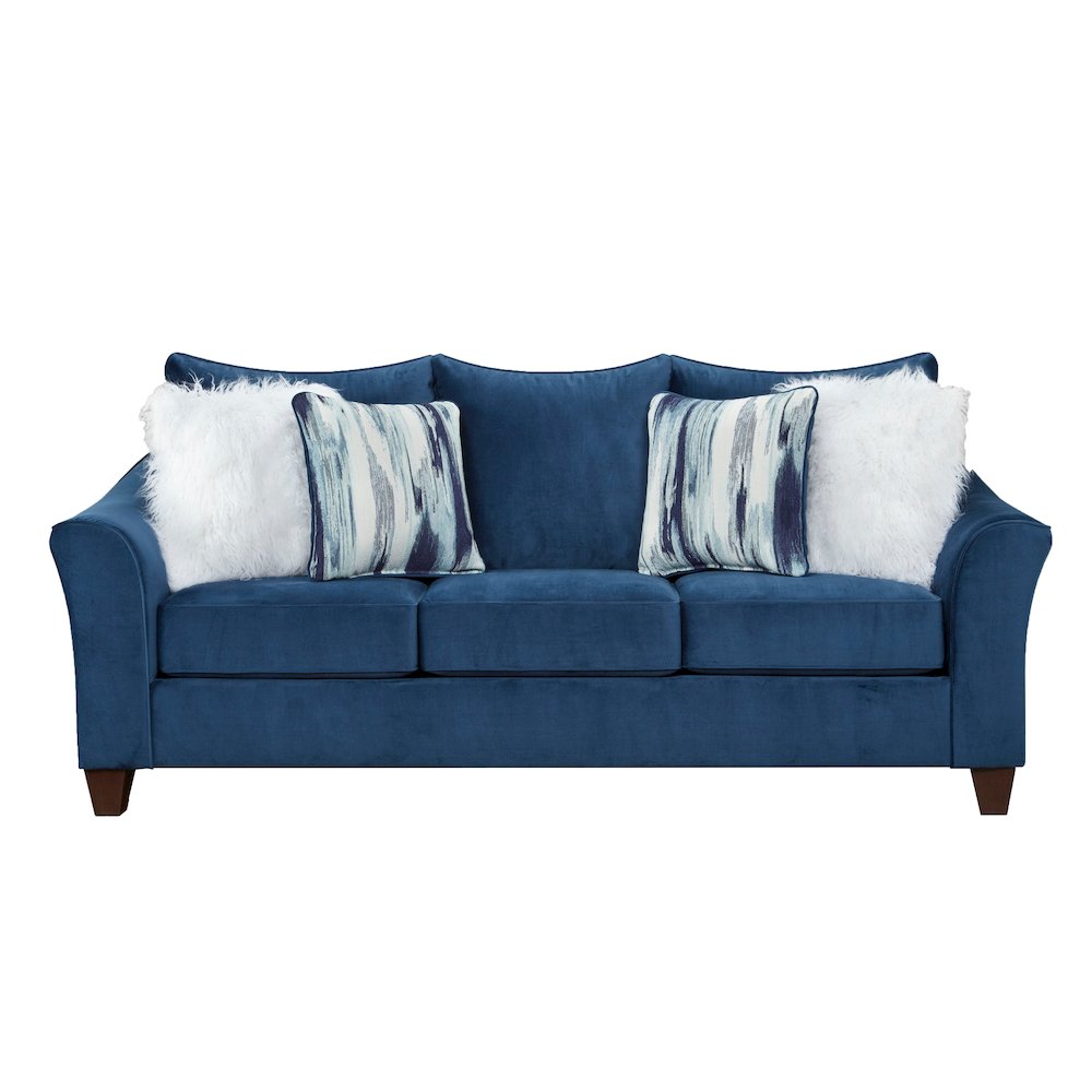 Camero Fabric Pillowback Sofa in Navy Blue. Picture 6