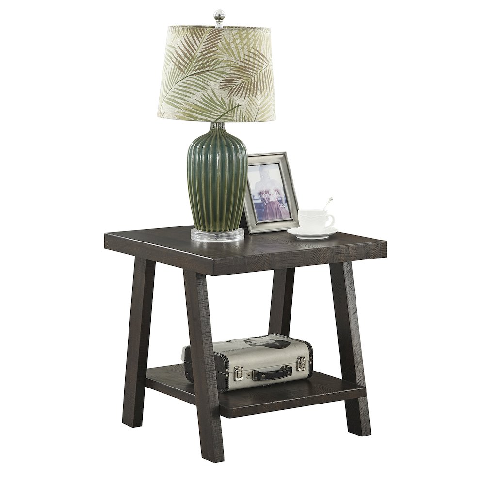 Athens Contemporary Wood Shelf End Table in Weathered Espresso. Picture 1