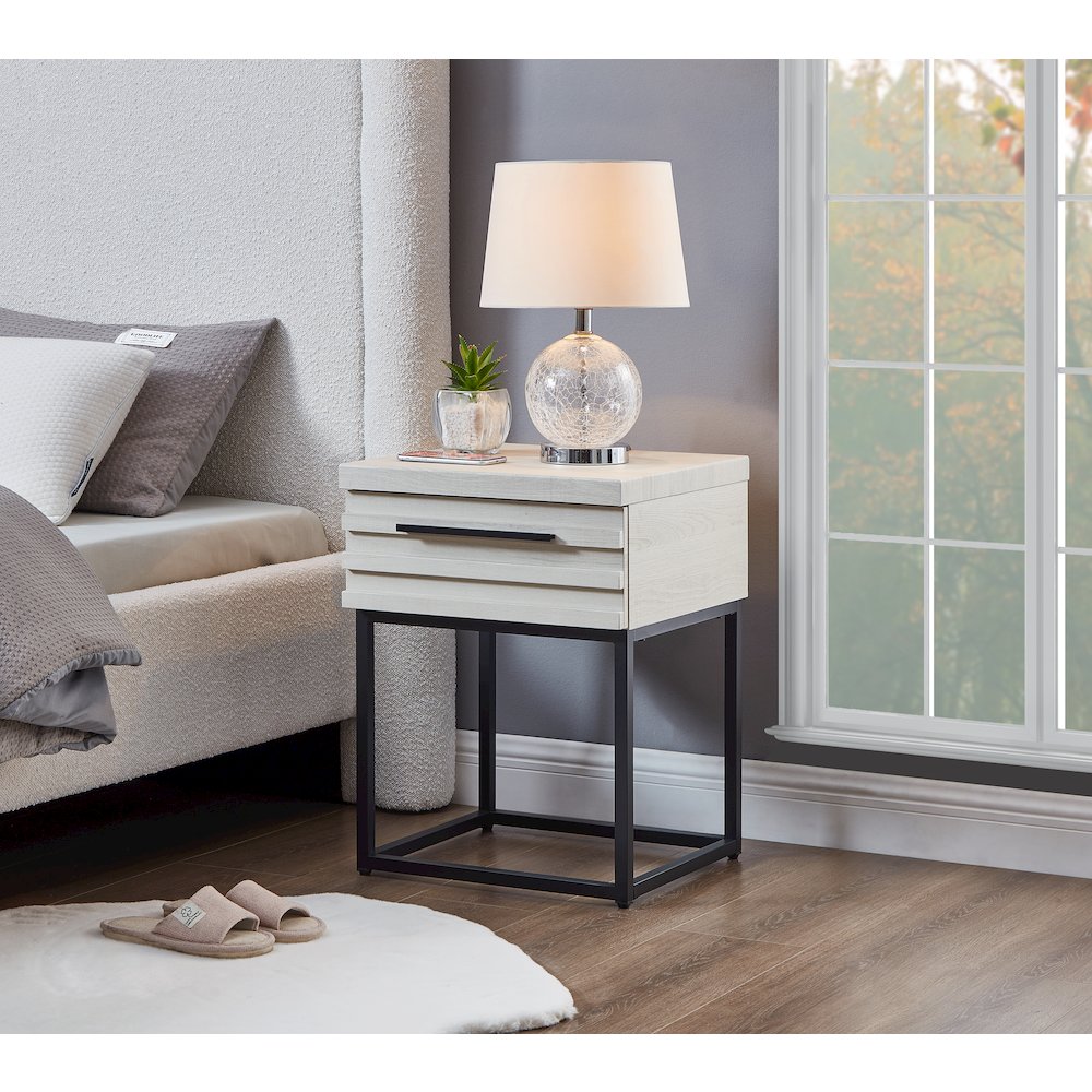 Celestial Contemporary Storage End table, White. Picture 4