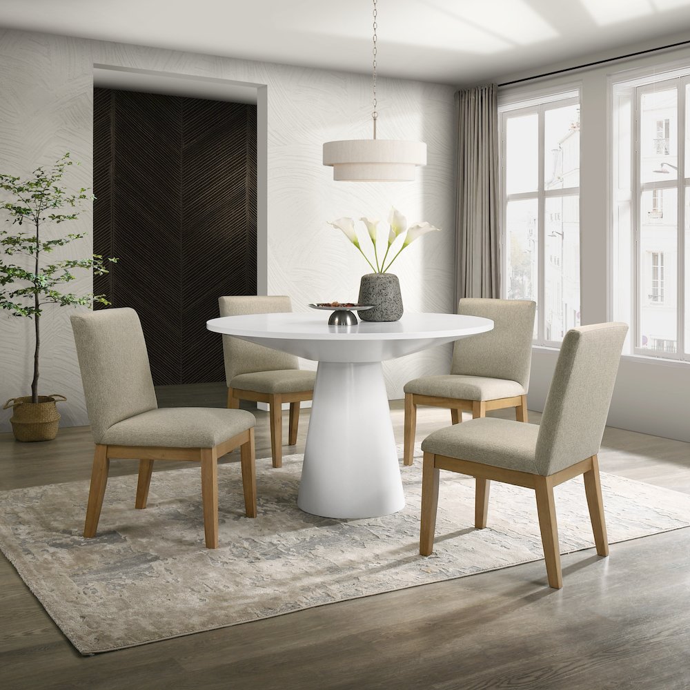 Rocco 5-Pc 48'' Pedestal Dining Set, Round Pedestal Table with 4 Chairs. Picture 2